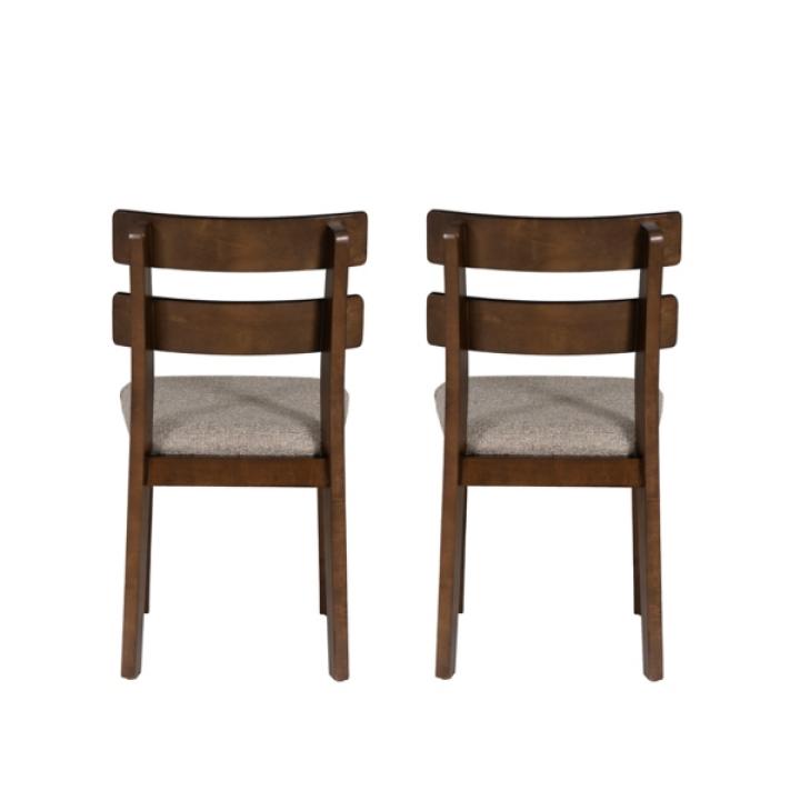 Brown Wood Slatted Back Dining Chairs, Set of 2