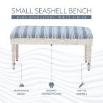 Blue Striped Upholstered Wood Seashell Bench