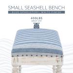 Blue Striped Upholstered Wood Seashell Bench