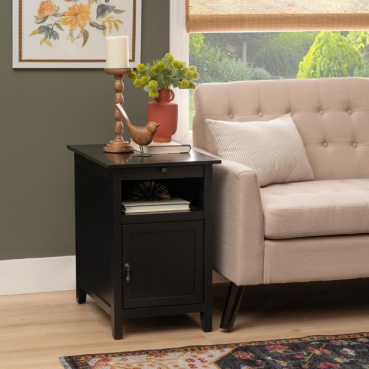 Black Wood Birkdale Charging End Table