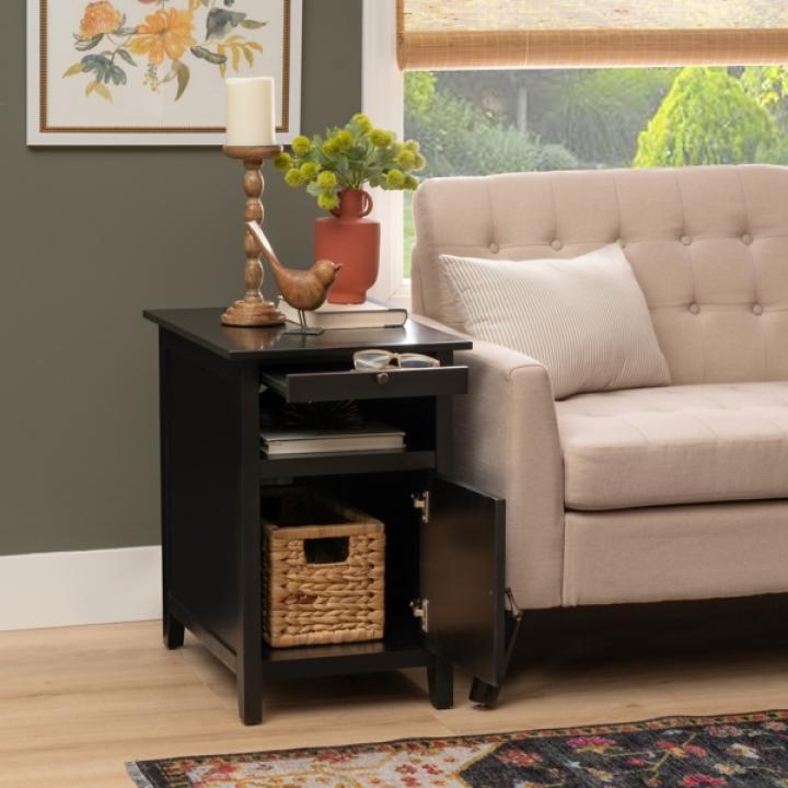 Black Wood Birkdale Charging End Table