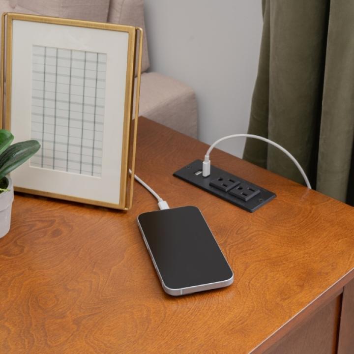 Hazelnut Wood Birkdale Charging End Table