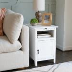 White Wood Birkdale Charging End Table
