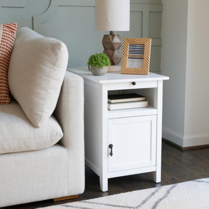 White Wood Birkdale Charging End Table
