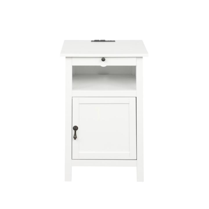 White Wood Birkdale Charging End Table
