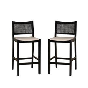 Black Cane Bauer Bar Stools, Set of 2