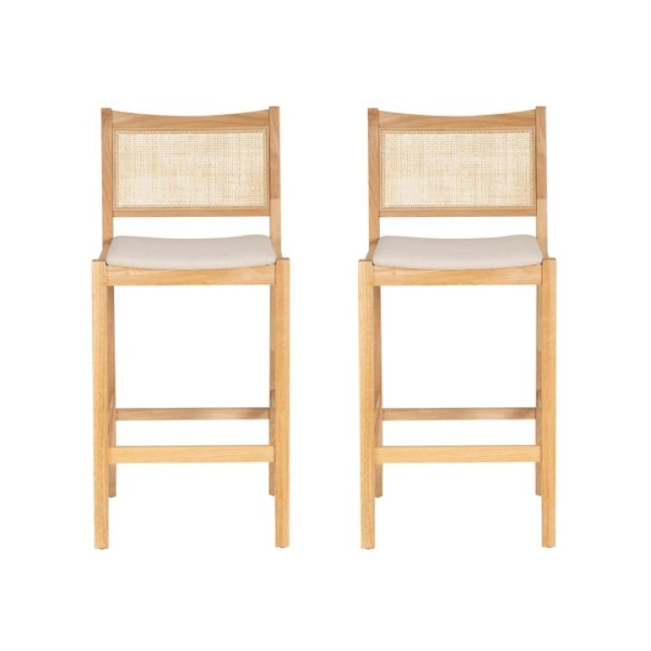Natural Cane Bauer Bar Stools, Set of 2