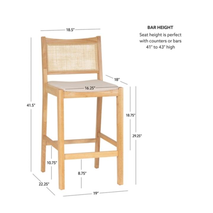 Natural Cane Bauer Bar Stools, Set of 2
