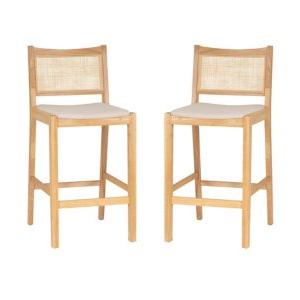 Natural Cane Bauer Bar Stools, Set of 2