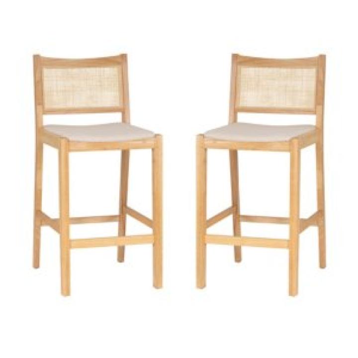 Natural Cane Bauer Bar Stools, Set of 2