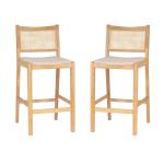 Natural Cane Bauer Bar Stools, Set of 2