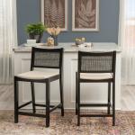 Black Cane Bauer Counter Stools, Set of 2
