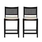 Black Cane Bauer Counter Stools, Set of 2