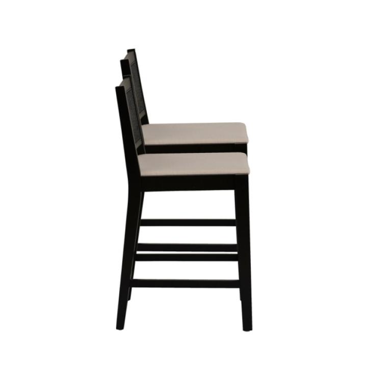 Black Cane Bauer Counter Stools, Set of 2