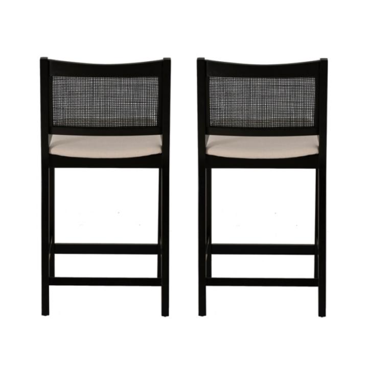 Black Cane Bauer Counter Stools, Set of 2