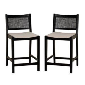 Black Cane Bauer Counter Stools, Set of 2