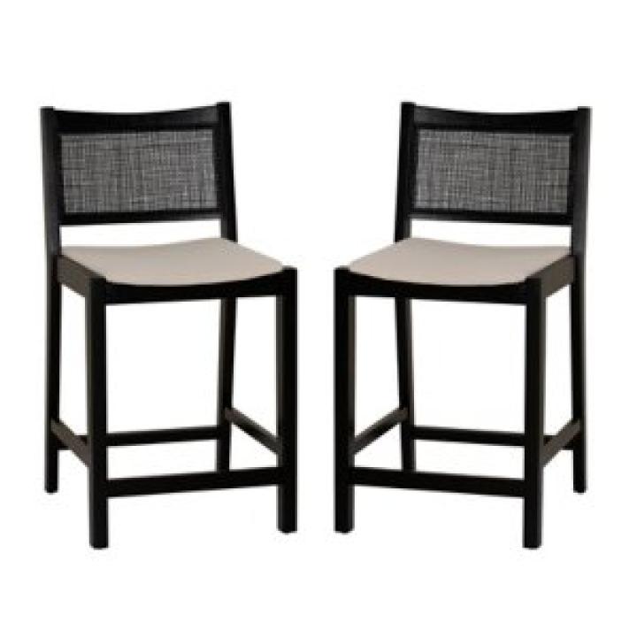 Black Cane Bauer Counter Stools, Set of 2
