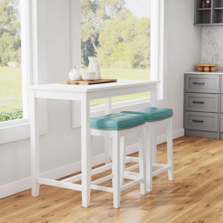 Teal Faux Leather Claridge 3-pc. Counter Set