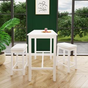 White Faux Leather Claridge 3-pc. Counter Set