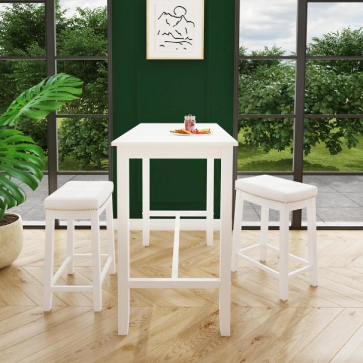 White Faux Leather Claridge 3-pc. Counter Set