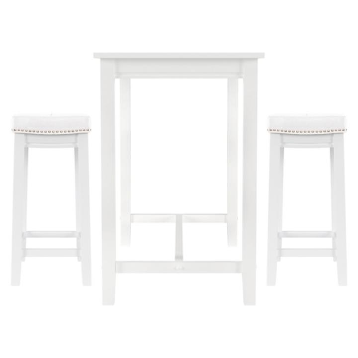 White Faux Leather Claridge 3-pc. Counter Set