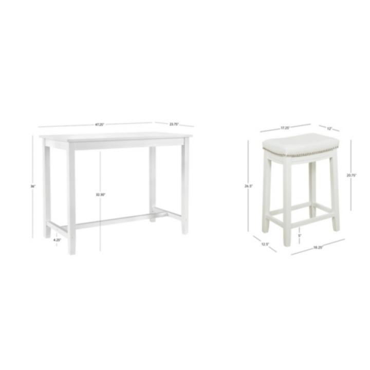 White Faux Leather Claridge 3-pc. Counter Set