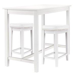 White Faux Leather Claridge 3-pc. Counter Set
