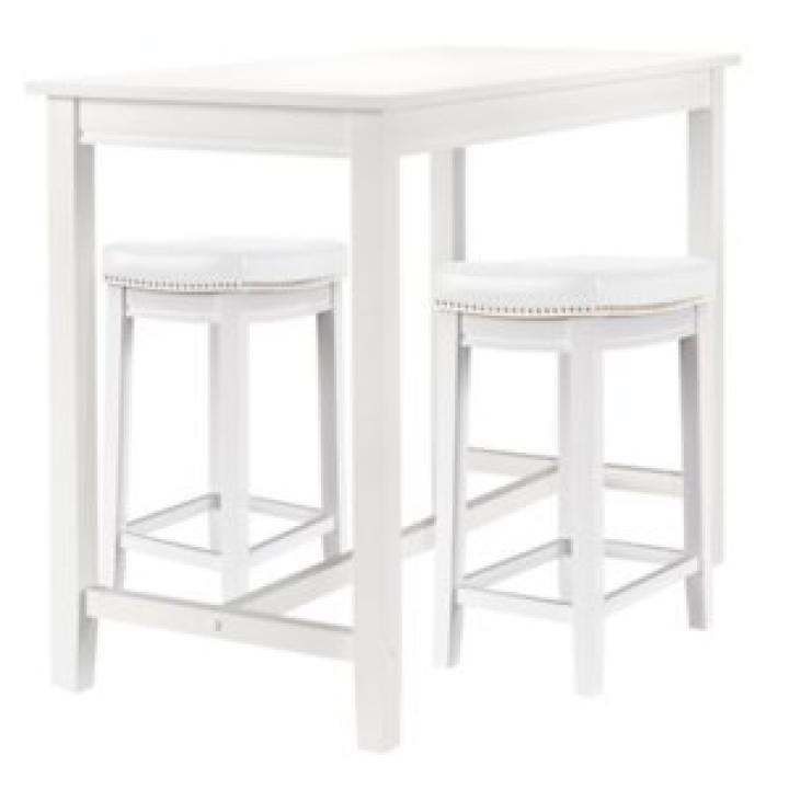 White Faux Leather Claridge 3-pc. Counter Set