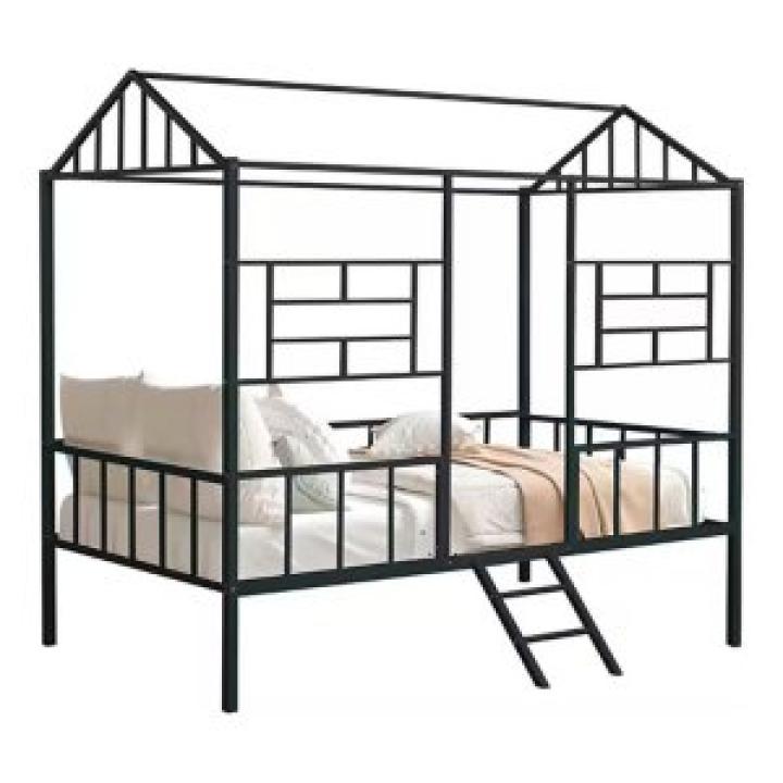 Black Metal House Twin Loft Bed