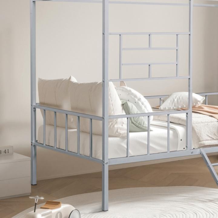 Silver Metal House Twin Loft Bed