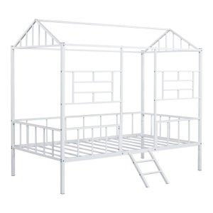 White Metal House Twin Loft Bed
