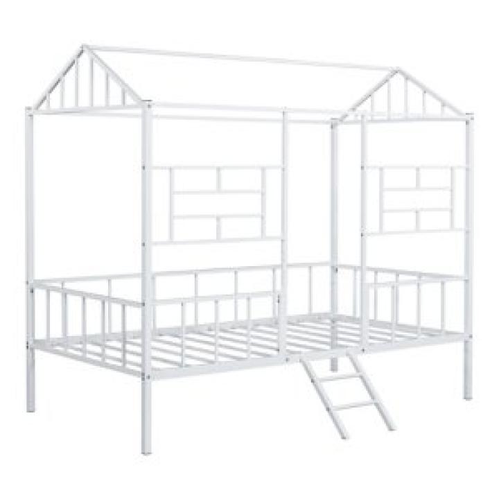 White Metal House Twin Loft Bed