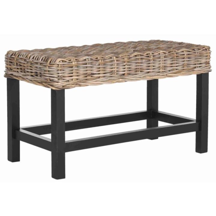 Graywash Woven Rattan Zula Bench