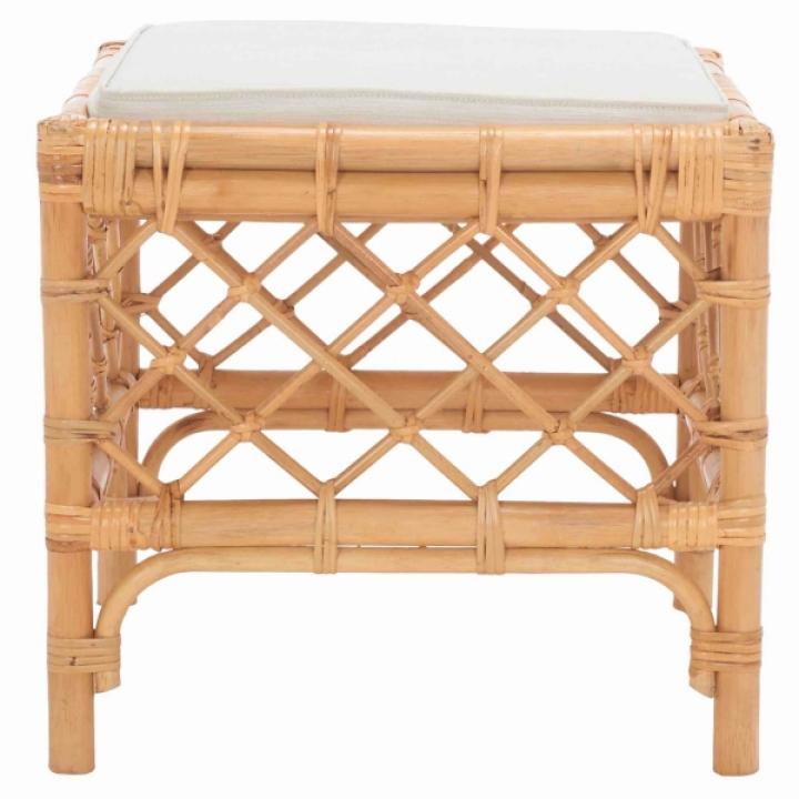 Natural Rattan Upholstered Larroux Ottoman