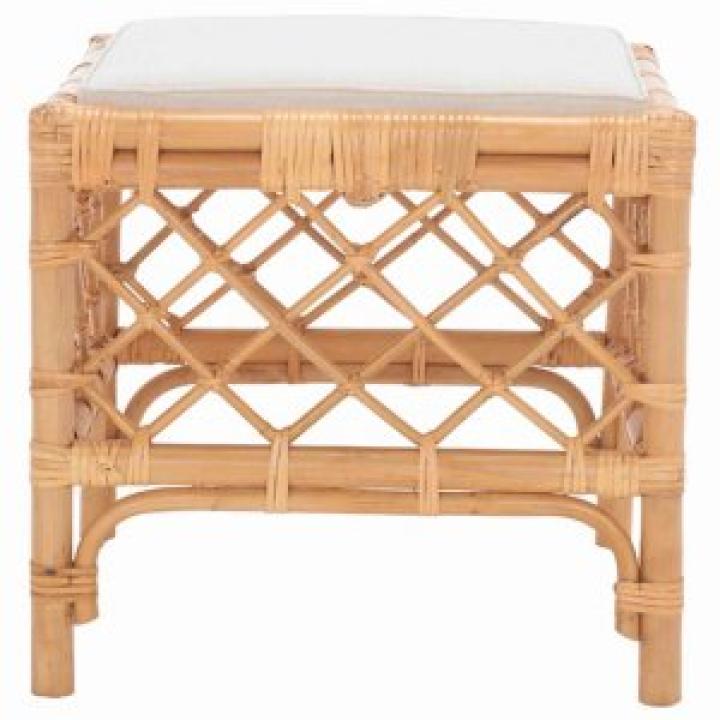 Natural Rattan Upholstered Larroux Ottoman