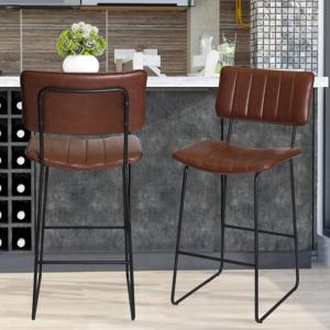Brown Faux Leather Tribeca Bar Stool