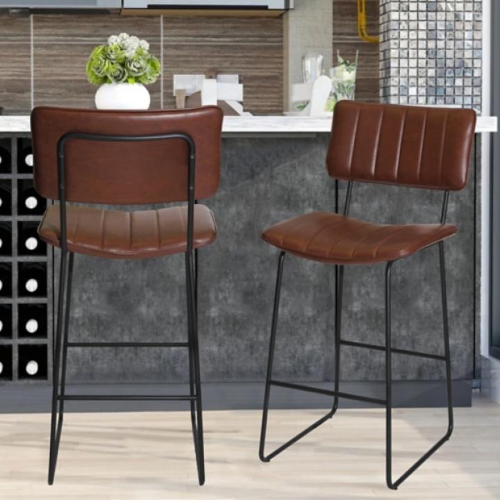 Brown Faux Leather Tribeca Bar Stool