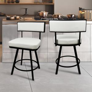 White Faux Leather Zenon Swivel Counter Stool
