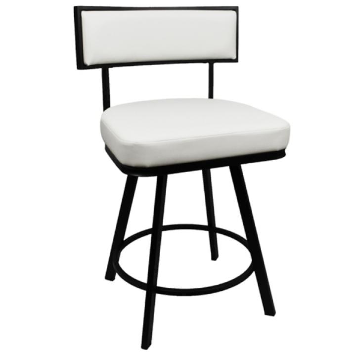 White Faux Leather Zenon Swivel Counter Stool