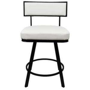 White Faux Leather Zenon Swivel Counter Stool