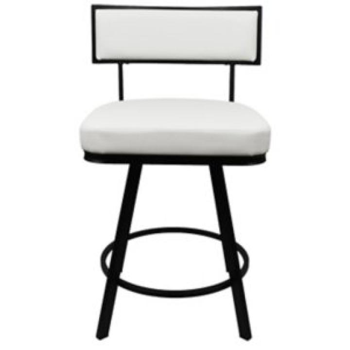White Faux Leather Zenon Swivel Counter Stool