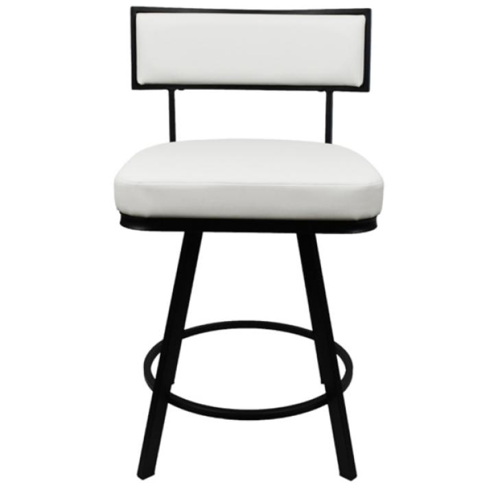 White Faux Leather Zenon Swivel Counter Stool
