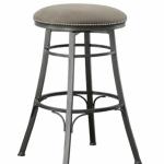 Gray Faux Leather Bali Swivel Bar Stool