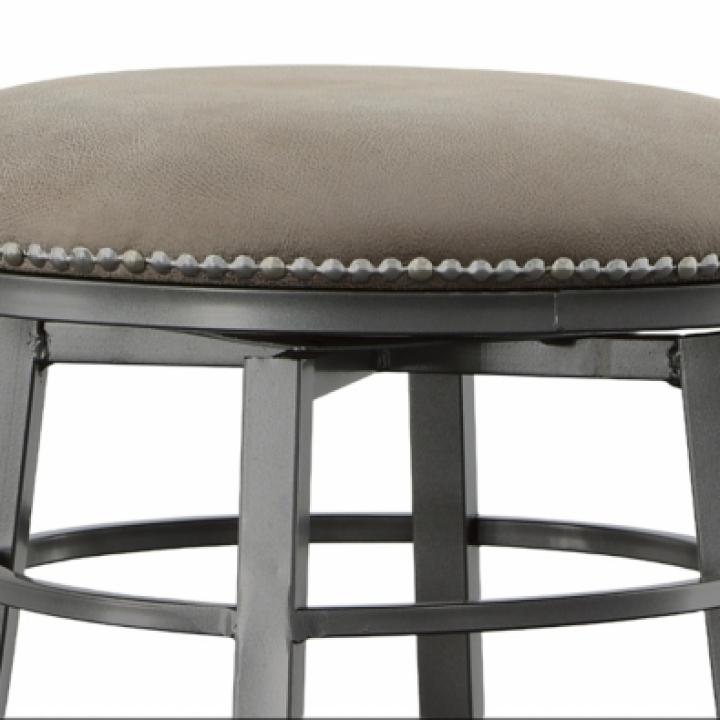Gray Faux Leather Bali Swivel Bar Stool
