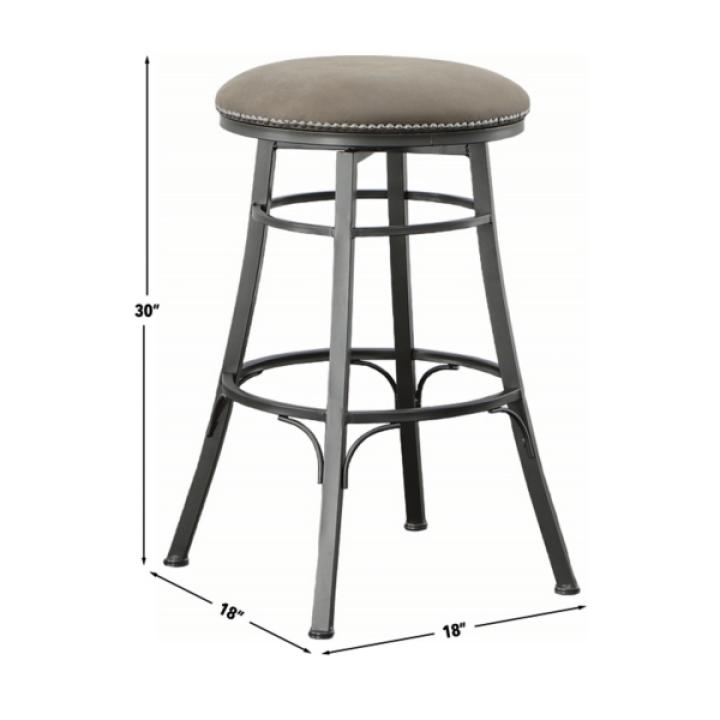 Gray Faux Leather Bali Swivel Bar Stool
