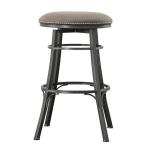 Gray Faux Leather Bali Swivel Bar Stool