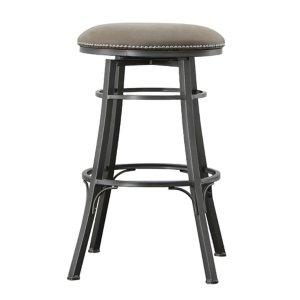 Gray Faux Leather Bali Swivel Bar Stool
