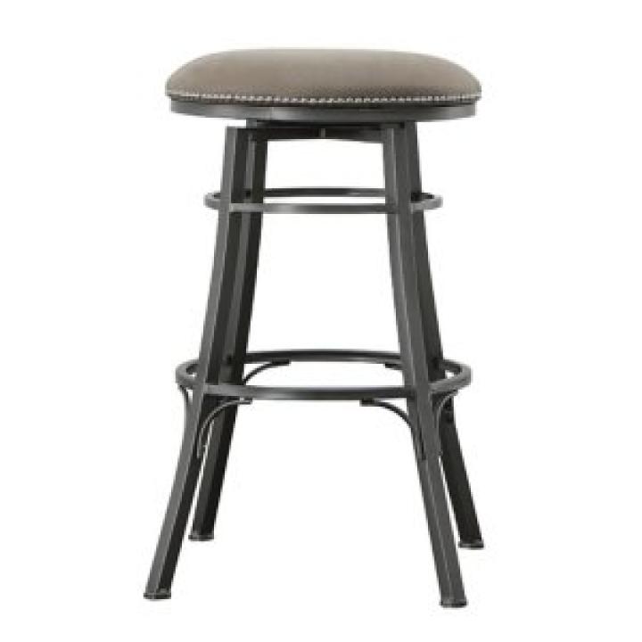 Gray Faux Leather Bali Swivel Bar Stool