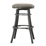 Gray Faux Leather Bali Swivel Bar Stool