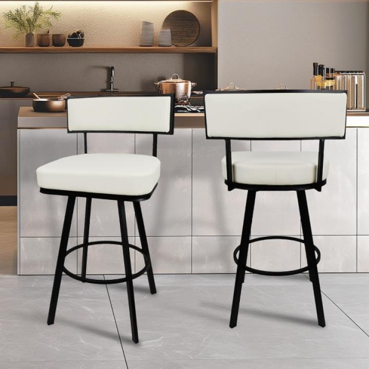 White Faux Leather Zenon Swivel Bar Stool